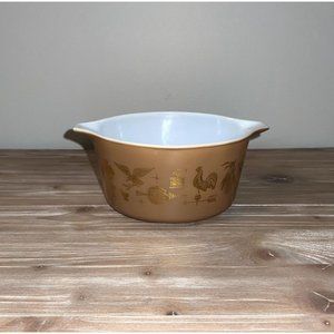 Vintage PYREX "Early American" 1 Quart Tabbed/Lipped Classic Casserole Dish